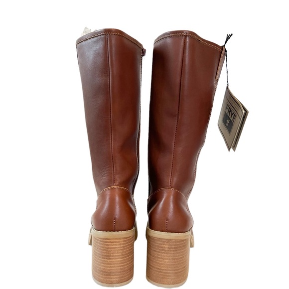 Frye Vintage Dorian Y2K Brown Leather Platform Knee High Boot Size 7.5 - Picture 6 of 15